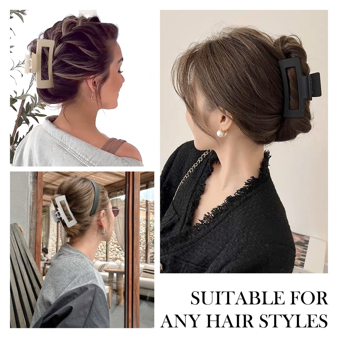 8Pcs Big Hair Claw Clips Strong Hold Large Claw Clips for Thick Thin Long Hair Noslip Rectangular Hair Clips for Women Girls, 4.13 Inch Jaw Clips Gifts