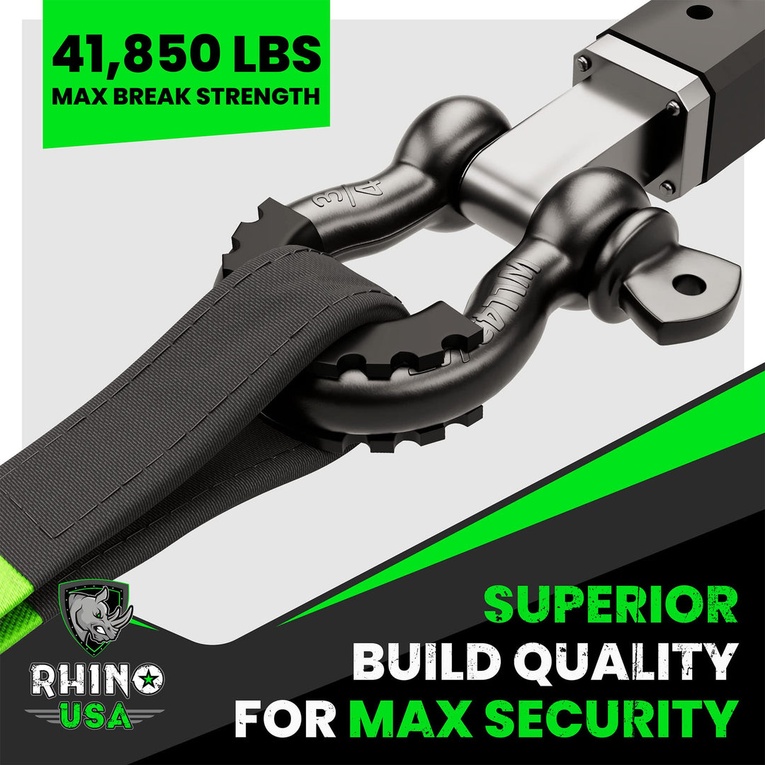 D Ring Shackles (2-Pack) - 41,850lb Break Strength – Heavy Duty 3/4 Clevis Shackle with 7/8 Pin for Towing &amp; Off-Road Use - Pairs with Tow Strap for Vehicle Recovery (Black)