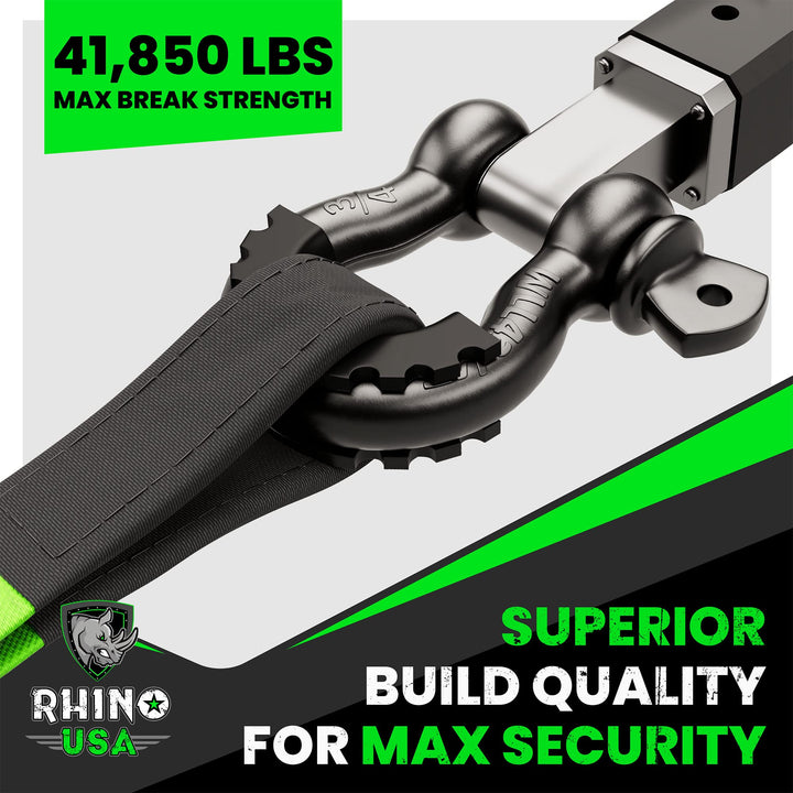 D Ring Shackles (2-Pack) - 41,850lb Break Strength – Heavy Duty 3/4 Clevis Shackle with 7/8 Pin for Towing &amp; Off-Road Use - Pairs with Tow Strap for Vehicle Recovery (Black)
