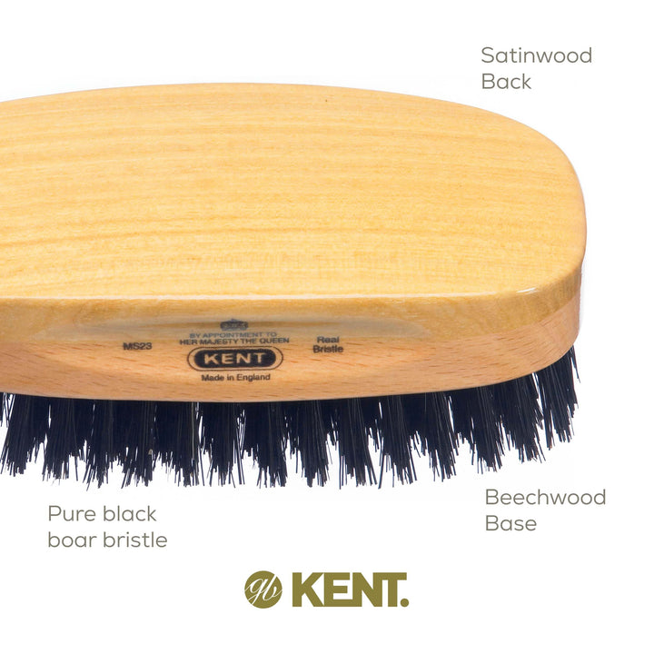 Kent Ms23 Rectangular Satinwood &amp; Beechwood Black Pure Bristle Luxury Military Brush