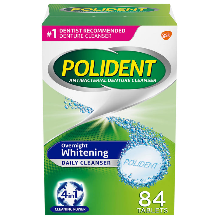 Polident Overnight Whitening Denture Cleanser Tablets -