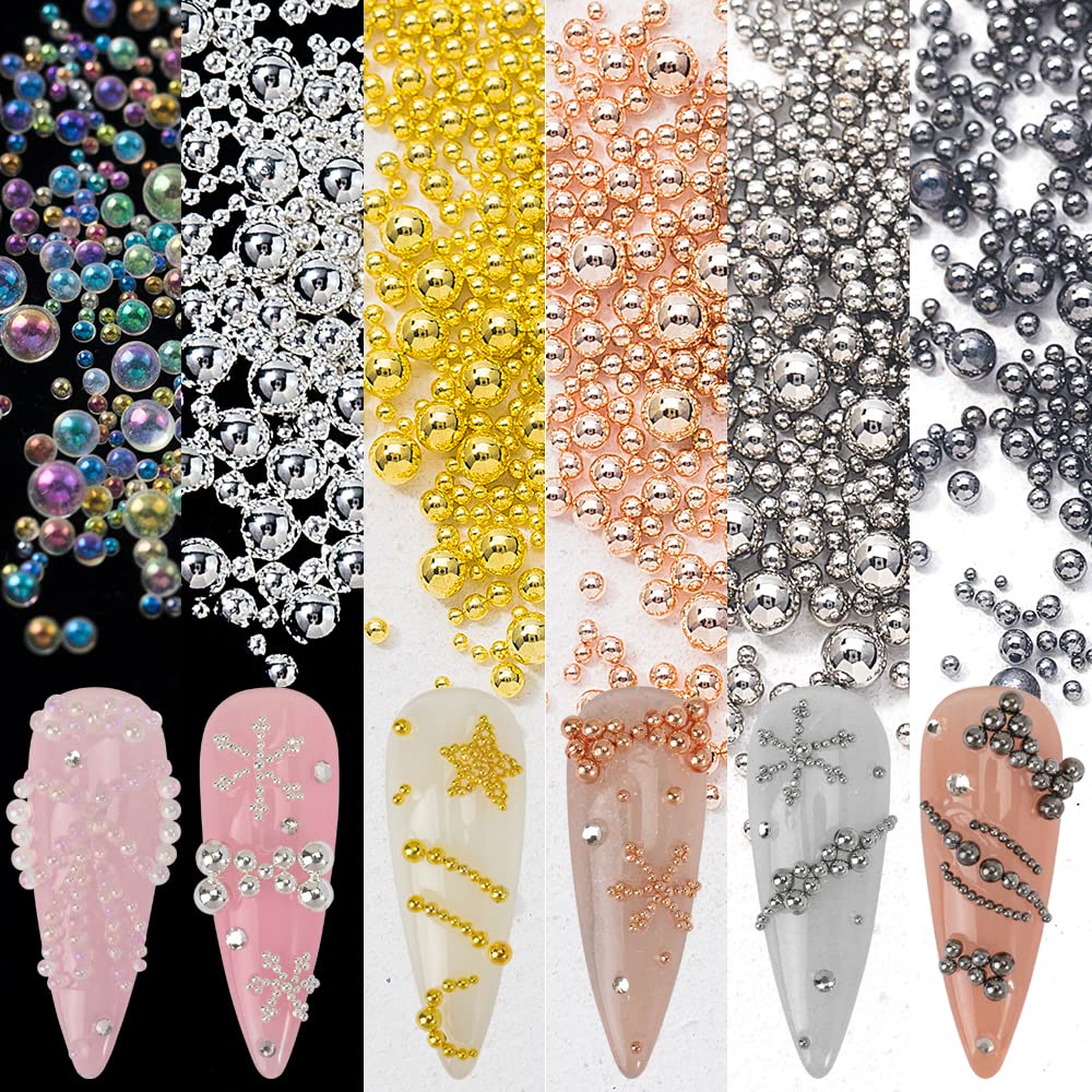 6 boxes of mixed nail rhinestone beads nail art steel beads professional nail decoration crystal rhinestones for nail nails nail art