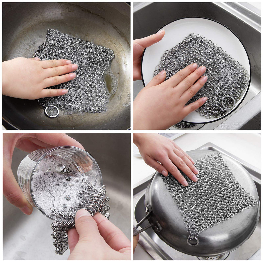 WFRX Stainless Steel Cast Iron Cleaner,8x6 Large Chainm