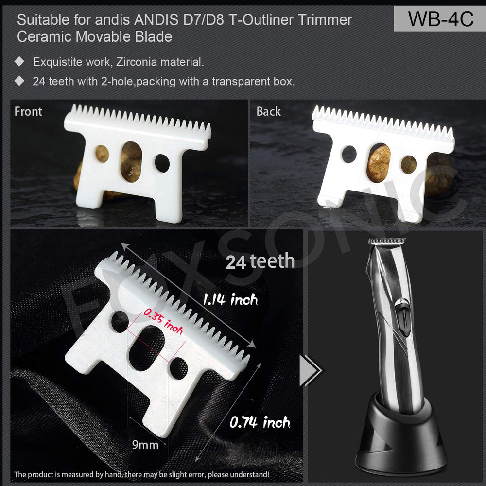 2pcs Ceramic blade for Andis D7 D8 SlimLine Pro Li choice 24 teeth with box Replacement T Blade (WHITE)