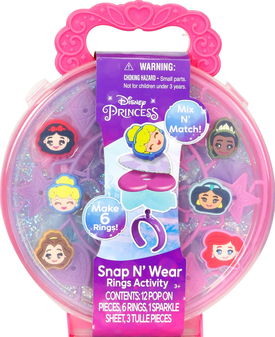 Disney Princess Snap N' Wear Activity Rings Set, DIY Jewellery Kit for Kids, 3+ Years