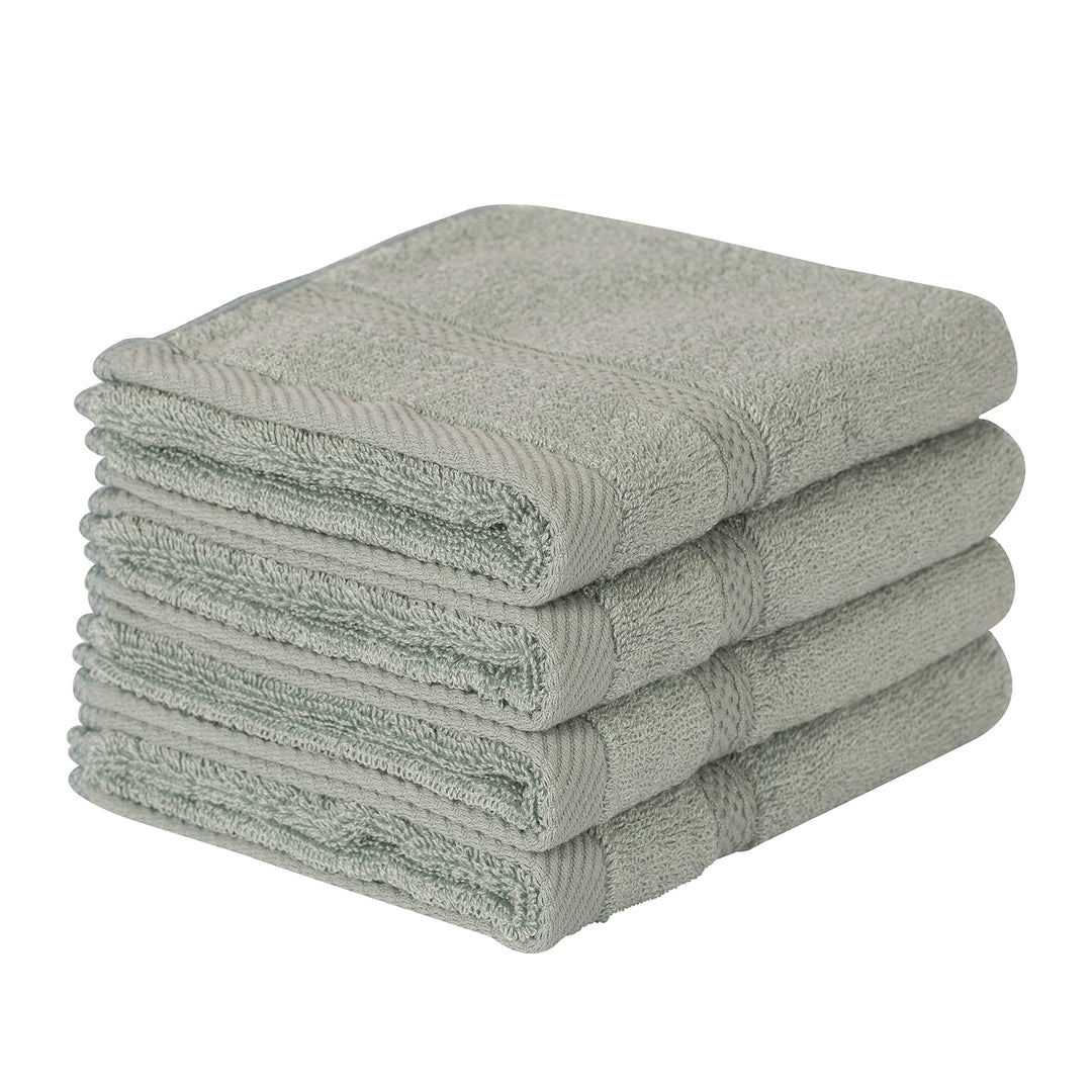 4 Pcs Blush Green Fingertip Towels for Bathroom - 11 x 18 Inches, Extra Absorbent and Soft Terry Towels for Sensitive Skin, Quick Dry