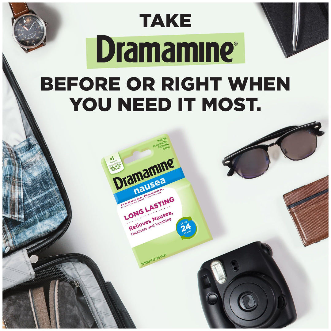Dramamine Nausea Long Lasting, Nausea Relief, 10 Count 