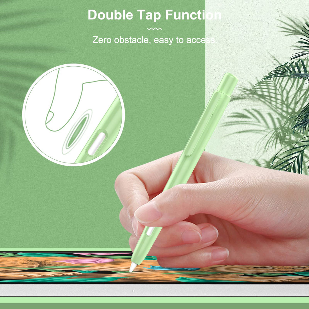 Holder Case Compatible with Apple Pencil 2nd Generation, Retractable Protective Apple Pencil Cover with Sturdy Clip, Hard PC Apple Pencil Case, Support Double-Tap, Green