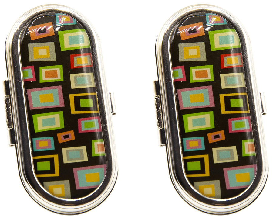 Set of 2 Clip-On Round Lipstick Mirrors (Retro Squares)