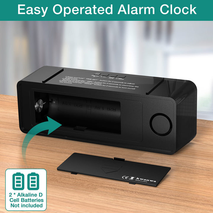 Alarm Clock, Large Display 1.8 LED Numbers, Adjustable Led Brightness, Battery Operated, 12/24Hr, Snooze, Clearly Visible Day and Night, Loud Alarm Clock for Heavy Sleepers Adults