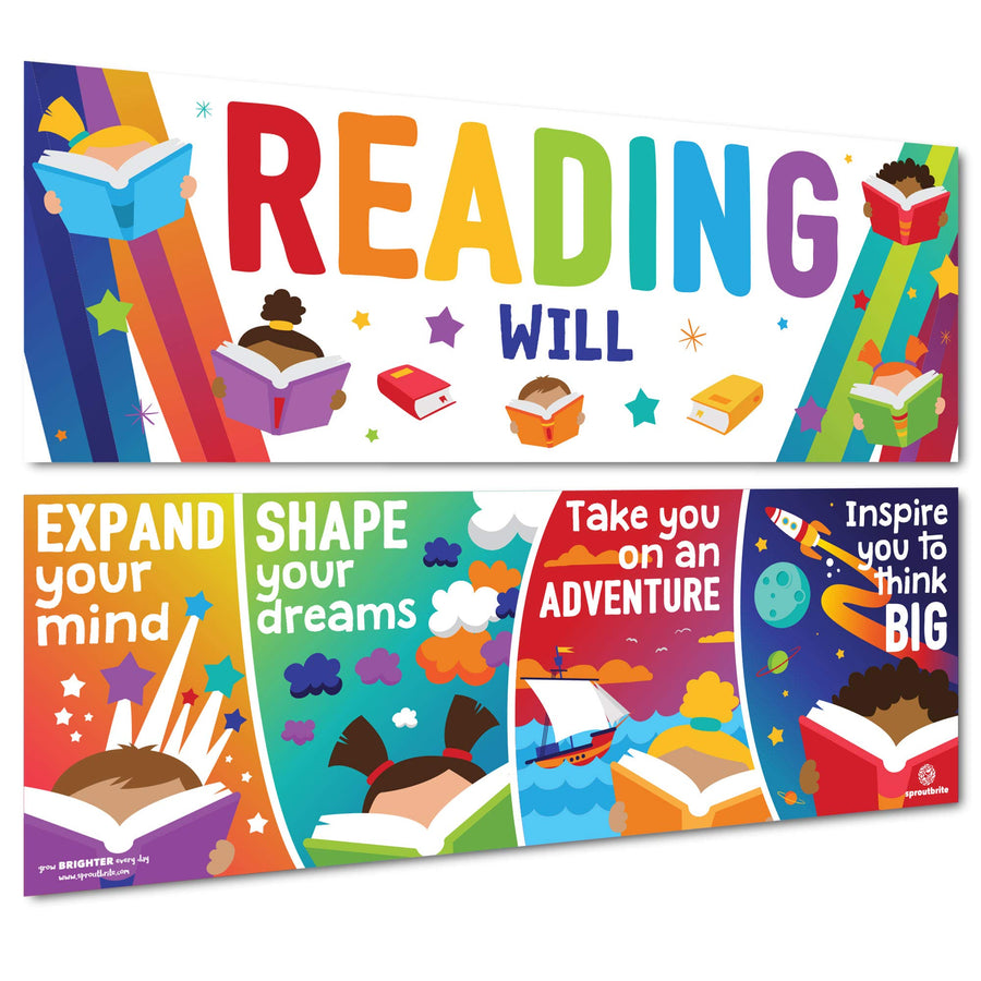Sproutbrite Classroom Decorations - Reading Banner and 