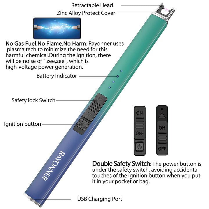 RAYONNER Electric Candle Lighter Rechargeable USB Arc L