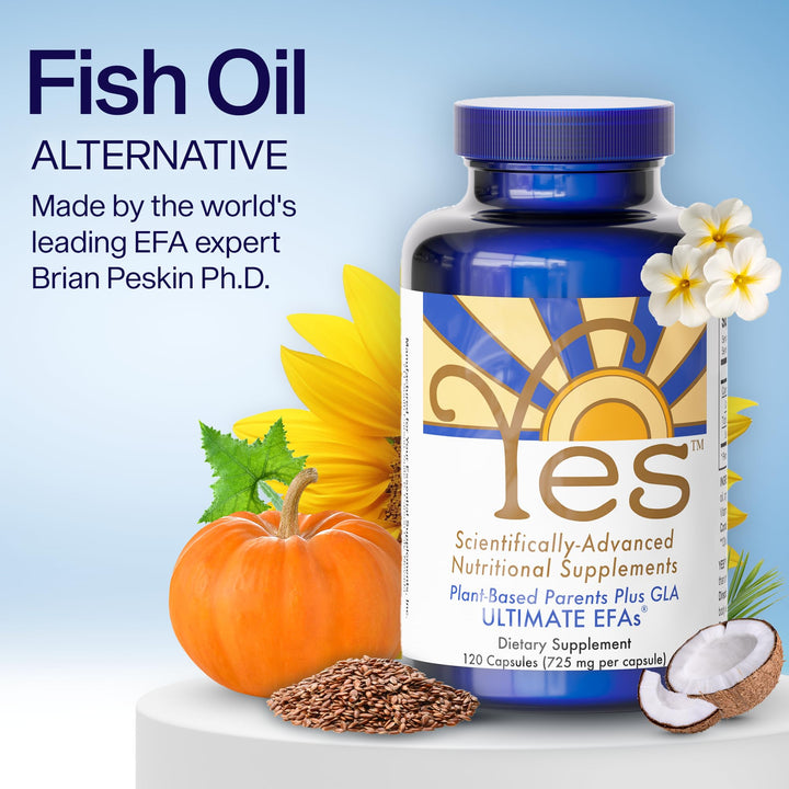 Fish Oil Omega 3 Supplements Alternative-YES Omega 3 &amp; 6 Fatty Acid - Burpless, Plant Based - DHA, EPA, SDA - Cholesterol, Heart, Skin, Energy, Eyes, Immunity Support by YES (4 x 120 Gel caps)