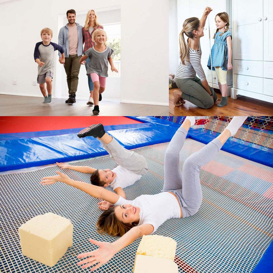 Kids Trampoline Socks Anti-Skid Non Slip Sticky Grips Socks 4 Pairs for Pilates, Ballet, Barefoot Workout for 6-9 Years Infants Baby Children