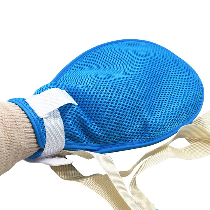 2 Pcs Hand Restraint Gloves Safety Breathable Anti Self Injury Scratch Control Mitts with Fixed Band for Elderly Patients Dementia