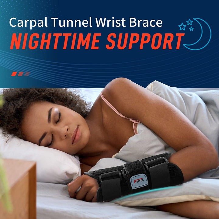 FEATOL Wrist Brace for Carpal Tunnel, Adjustable Night 