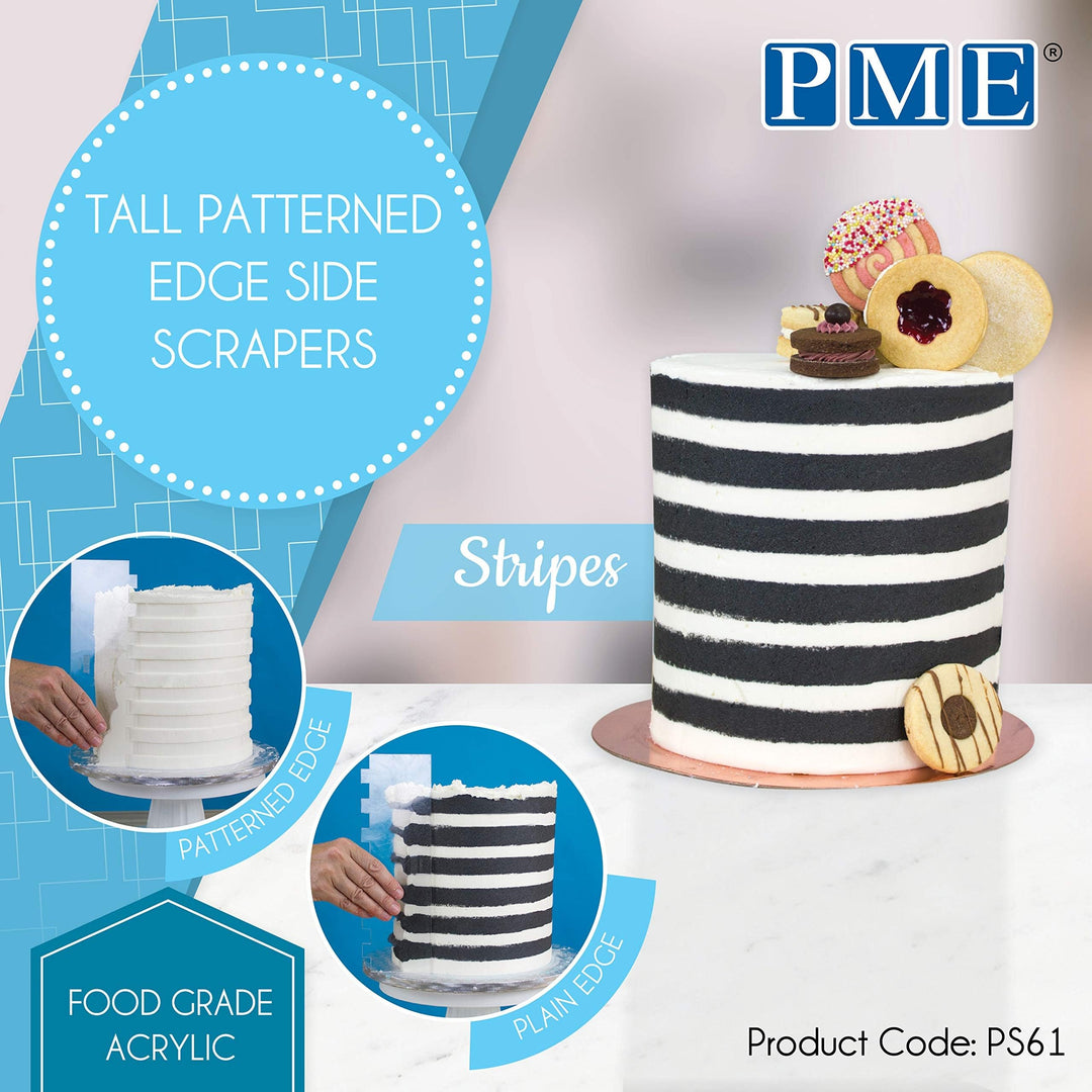 Tall Patterned Edge Side Scraper for Cake Decorating-Stripes Acrylic 10, Transparent