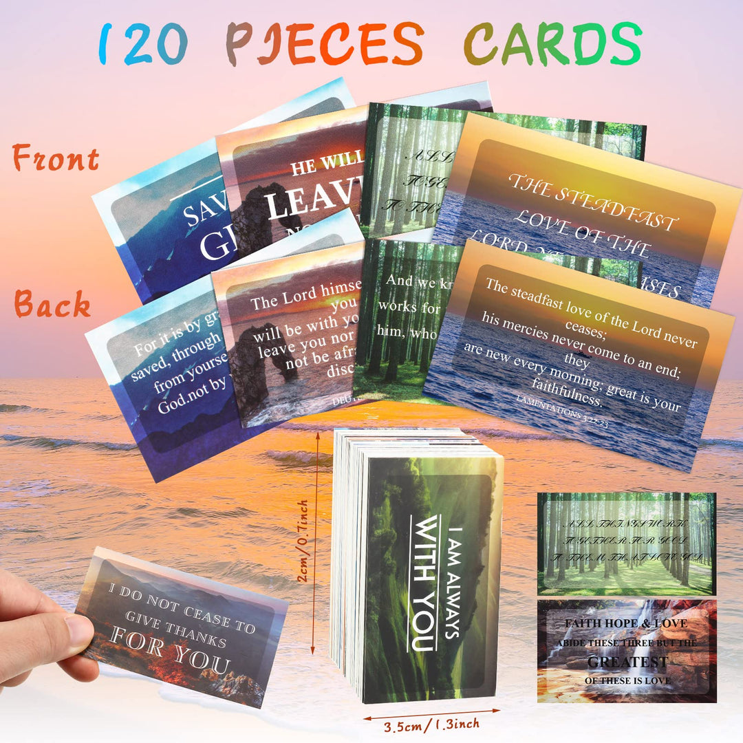 120 Pcs Bible Verse Cards with Full Scripture Prayer Cards Assorted Mini Inspirational Scripture Cards Christian Inspirational Quote Cards Encouragement Cards for Men Women Motivational Cards