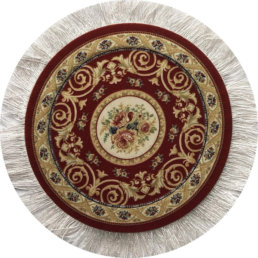 Rug Coasters, Set of 4 Turkish Carpet Style Table Drink mats, Absorbent Kitchen and Dining Accessories, Spill &amp; drip Protection, Round