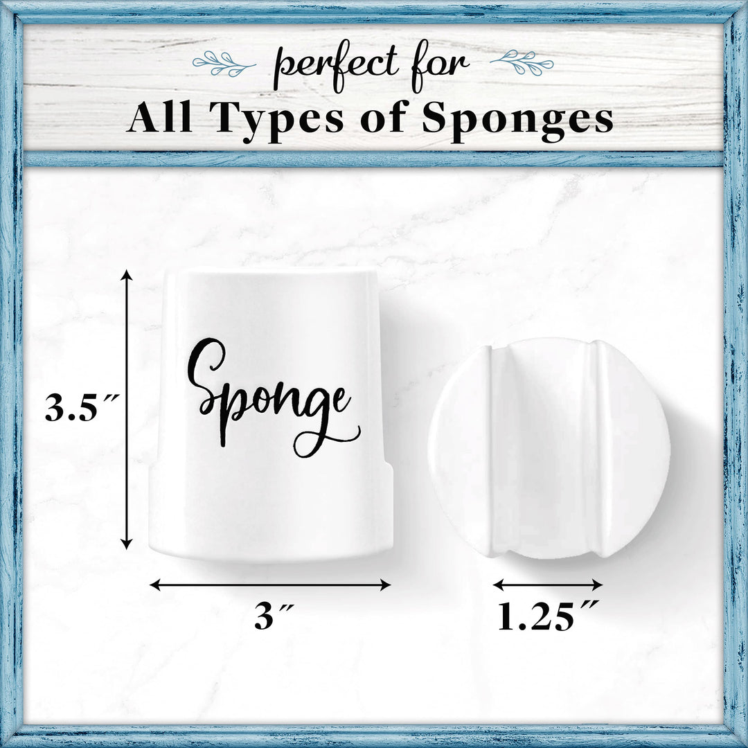 Sponge Holder for Kitchen Sink - Rustic Farmhouse Home &amp; Kitchen Decor - White Ceramic