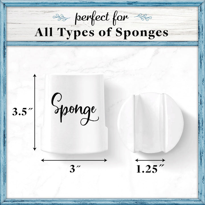 Sponge Holder for Kitchen Sink - Rustic Farmhouse Home &amp; Kitchen Decor - White Ceramic