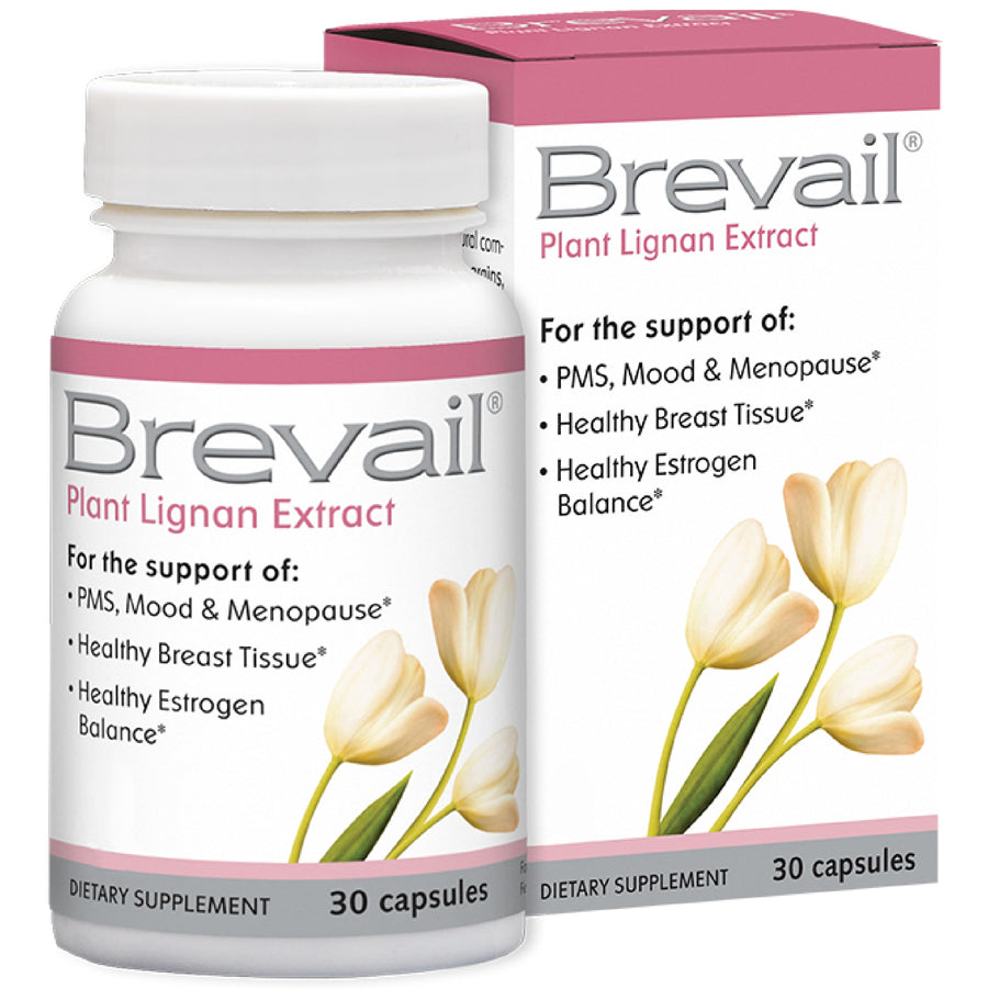 Brevail Plant Lignan Extract Capsules, Proactive Breast Health Supplement with 50 mg SDG Lignans from Flax Seed Hulls for Healthy Estrogen Balance and PMS Mood Support Pills, 30 Count