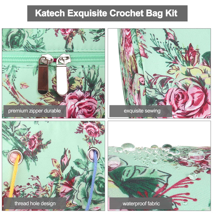 3 Packs Crochet Bag Organizer-Yarn Storage Bag with Adjustable Shoulder Strap-Travel Crochet Project Bags and Totes-Yarn Organizers and Storage-Knitting &amp; Crochet Supplies Christmas Gift