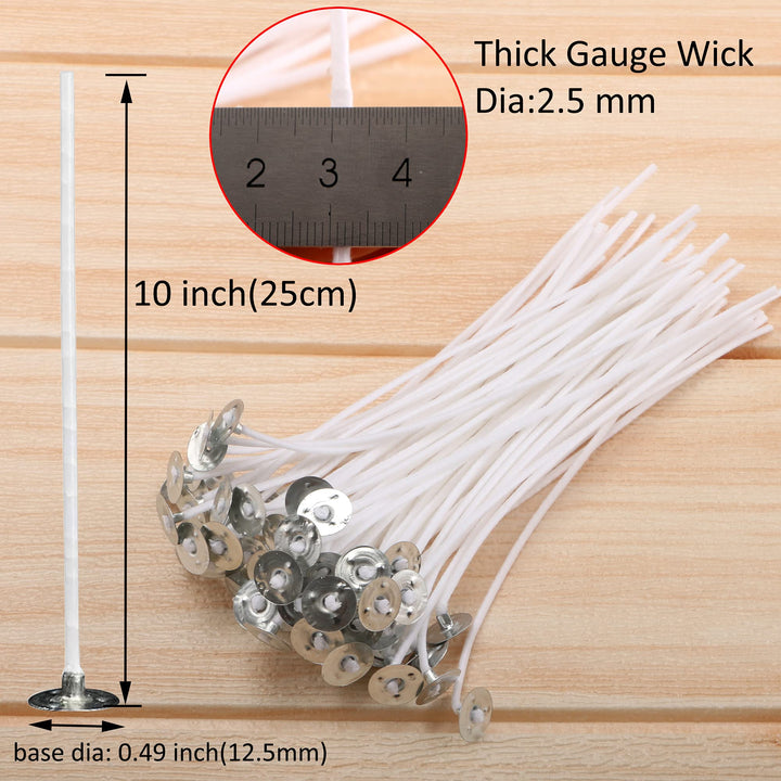 100 Piece 10 inch Candle Wicks-Pre-Waxed-Candle Wicks for Candle Making.