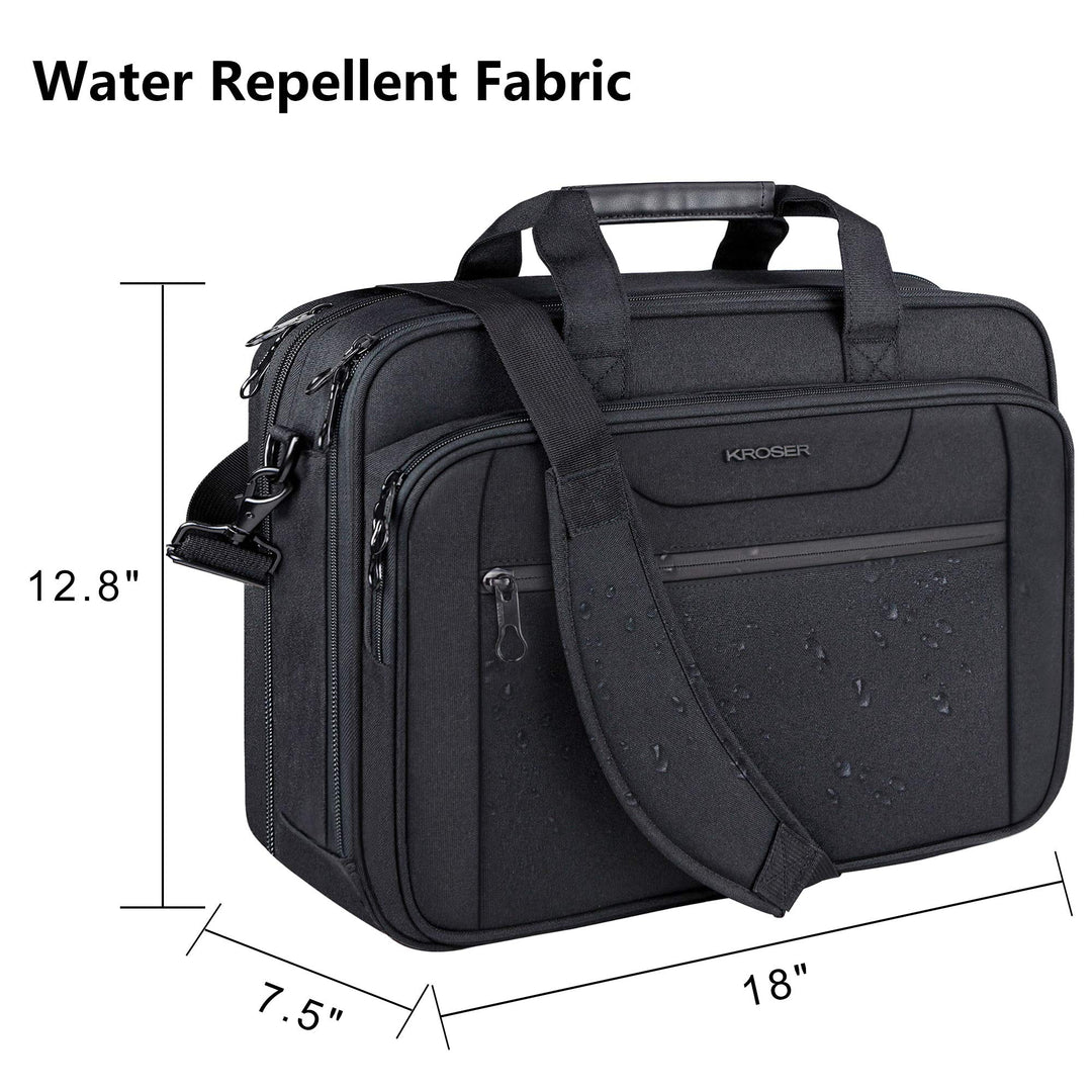 Laptop Bag Expandable Laptop Briefcase Fits Up to 17.3 Inch Laptop Water-Repellent Shoulder Messenger Bag Computer Bag for Travel/Business/Men/Women-Black