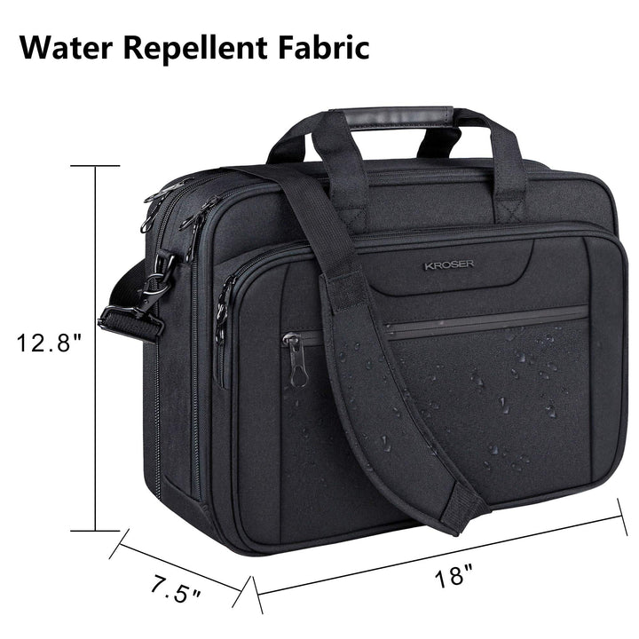 Laptop Bag Expandable Laptop Briefcase Fits Up to 17.3 Inch Laptop Water-Repellent Shoulder Messenger Bag Computer Bag for Travel/Business/Men/Women-Black