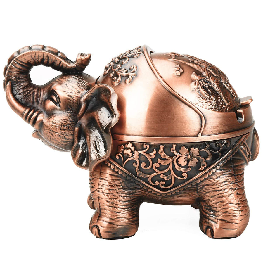 Metal Elephant Ashtray with Lid Windproof Ashtray Outdoor, Indoor Ashtray Ash Tray for Weed, Vintage Practical Decoration Ashtrays for Cigarettes Great Gift for Men Women