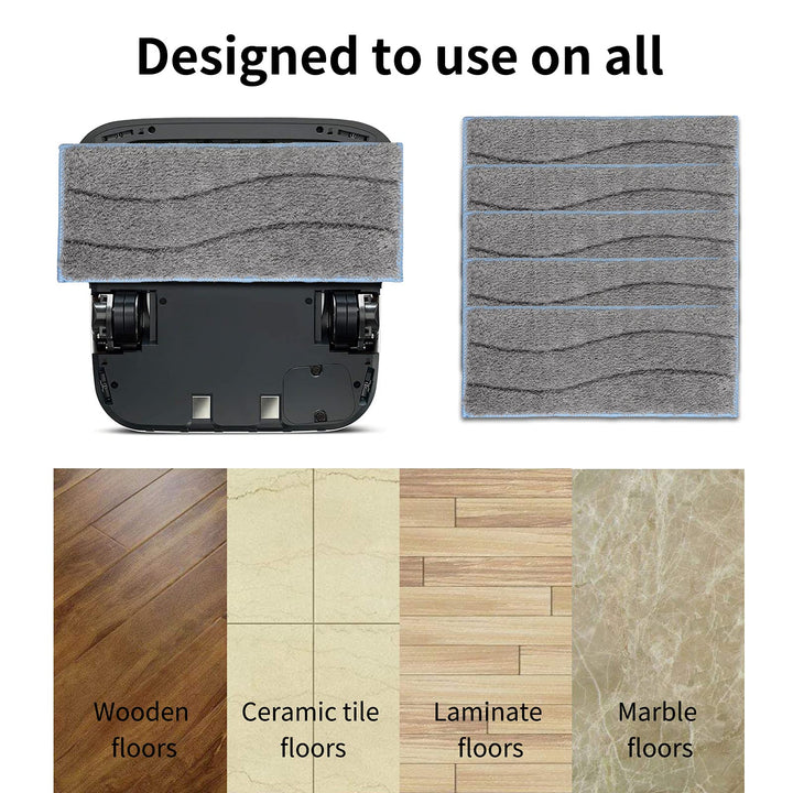 5 Pack Washable and Reusable Wet Mopping Pads Compatible with iRobot Braava Jet m Series M6 (6110) (6112) Authentic Replacement Parts