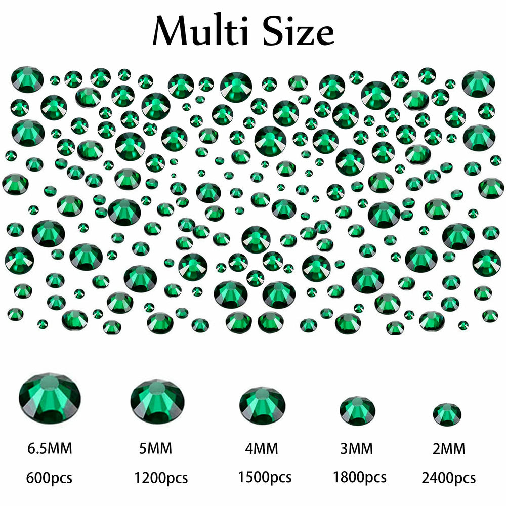 7500Pcs Emerald Green Nail Rhinestones 3D Nail Art Diamond for Nail Decoration Bead Flatback Gem Stones Sparkly Green Crystal Rhinestones Nail Design Charms for Nail DIY Crafts Shoes Jewelry