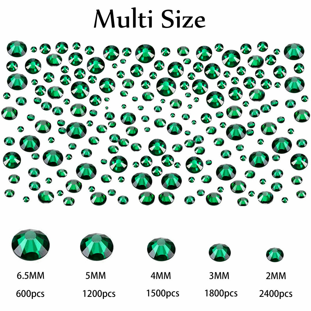 7500Pcs Emerald Green Nail Rhinestones 3D Nail Art Diamond for Nail Decoration Bead Flatback Gem Stones Sparkly Green Crystal Rhinestones Nail Design Charms for Nail DIY Crafts Shoes Jewelry