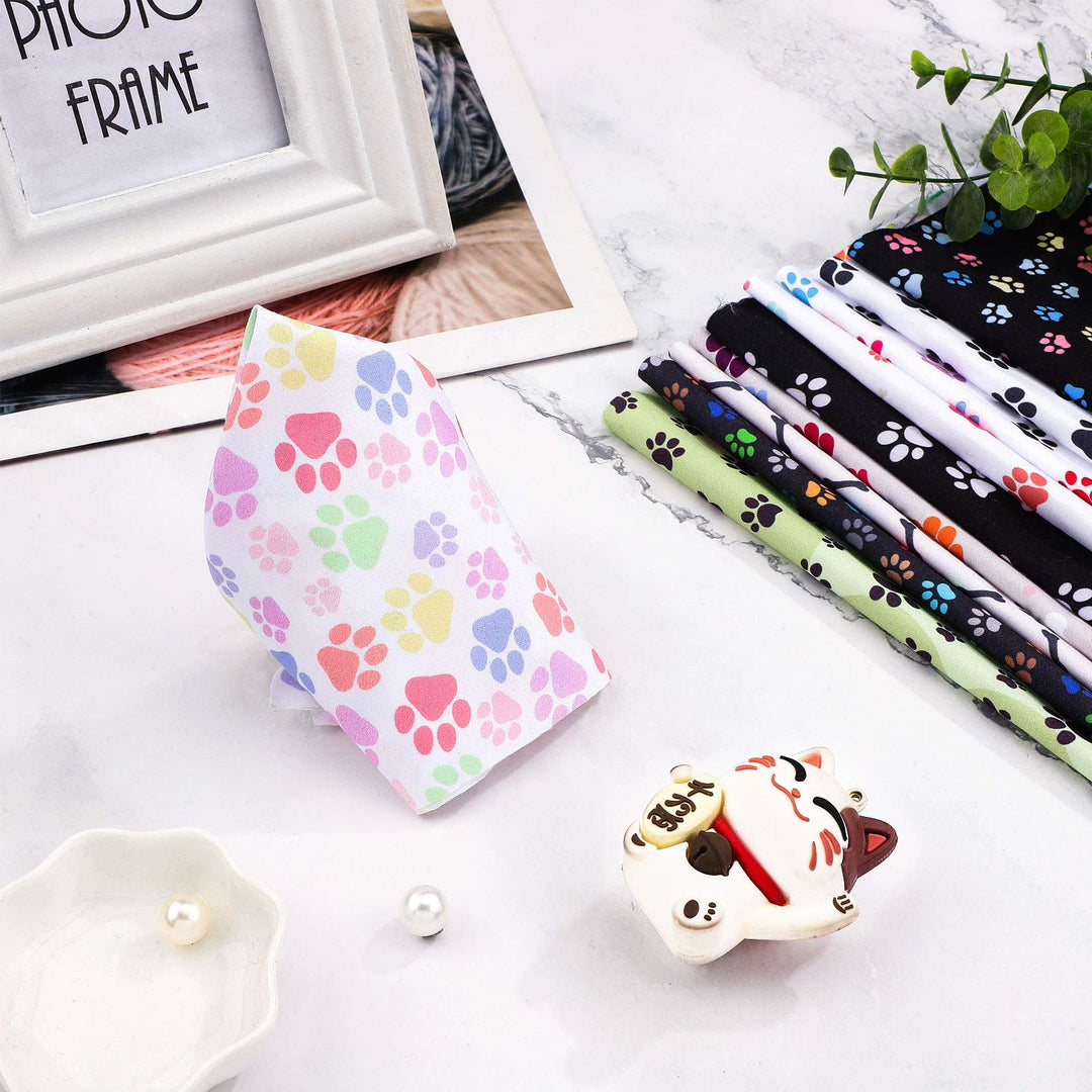 10 Pieces Paws Fabric Cute Paw Prints Squares Paw Print Fabric Fat Quarters Sewing Fabric Animal Footprint Puppy Cat Bone Printed Fabric for DIY Crafts Supplies (10 x 10 Inch)