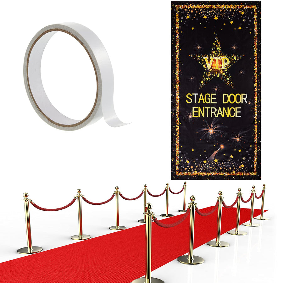 Red Carpet Runner 2.6 x 15 ft Not Slip Red Aisle Runner VIP Stage Door Entrance Cover Christmas Theme Party Accessory 55 GSM Thickness with Carpet Tape for Film Carnival Wedding Decoration