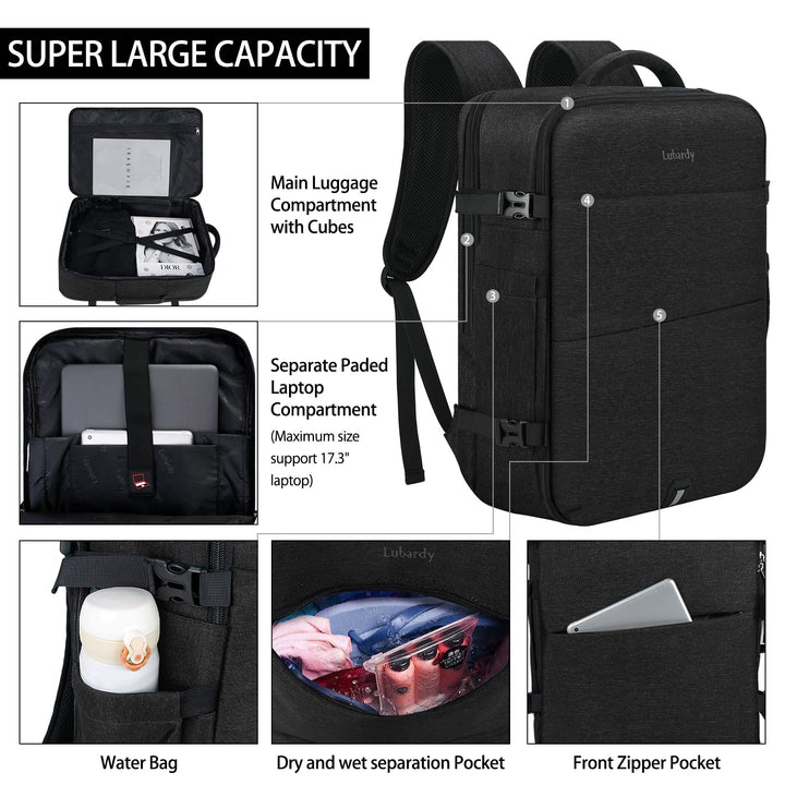 Travel Backpack for Men Women 17 Inch Flight Approved C