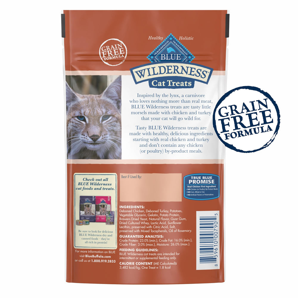 Wilderness Soft Cat Treats, Grain-Free and Protein-Rich, Great for Training, Chicken & Turkey Recipe, 2-oz. Bag