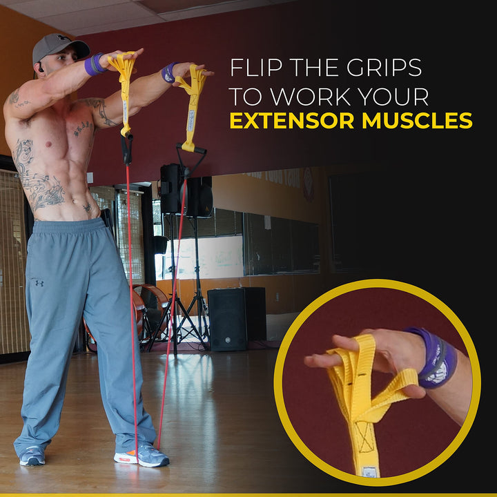 Talon Pull Up Grip Strength Straps - Nylon Finger and Thumb Loops for Grip Training, Rock Climbing, Hand and Arm Strengthener (Yellow)