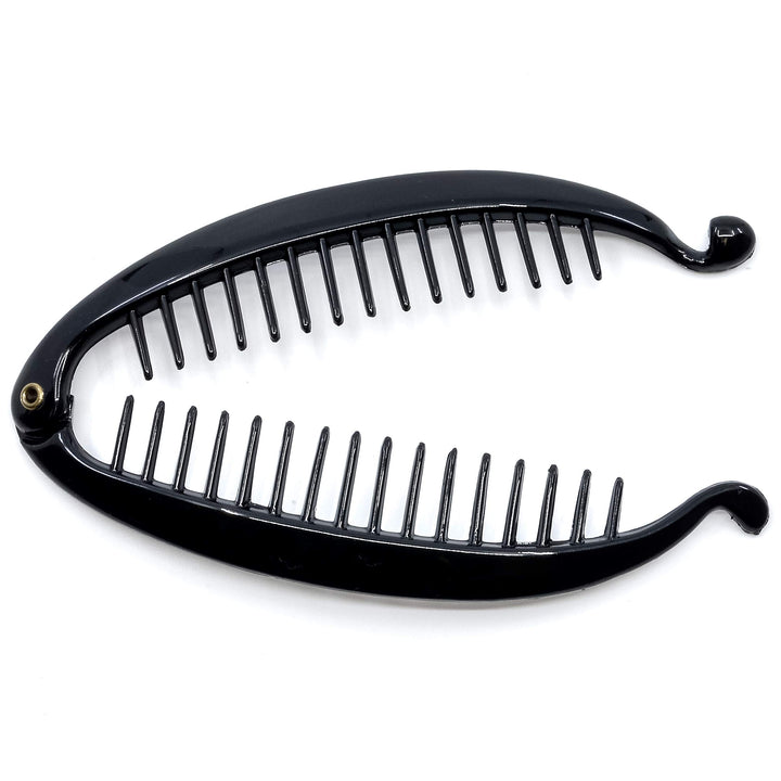 Paris NV136 5.5 inch French Banana Clip Hair Comb Classic Girls Updo Flexible Ponytail Holder Interlocking Banana Combs, Fashion Durable Styling Hair Accessories for Women, Made in France