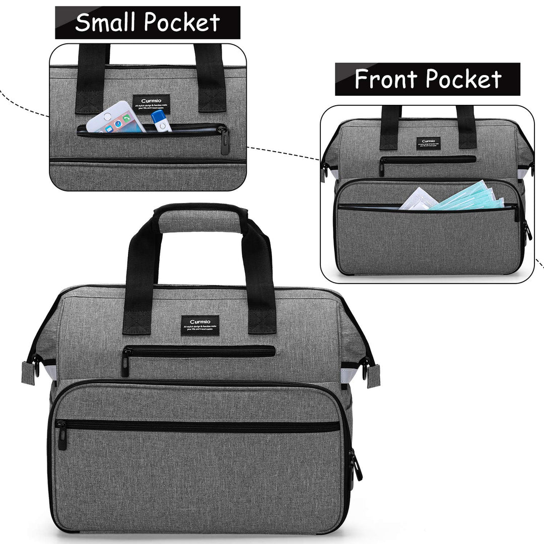 Home Health Nurse Bag, Medical Supplies Bag with Padded Laptop Sleeve for Home Visits, Health Care, Hospice, Bag ONLY, Gray (Patent Pending)