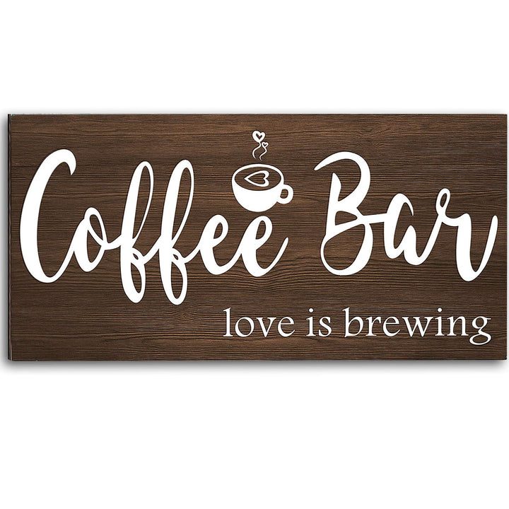 Coffee Bar Sign Rustic Wood Coffee Sign Farmhouse Coffee Bar Wall Decor Wood Plaque Hanging Sign for Home Housewarming Coffee Bar Coffee Station, 12 x 6 Inch