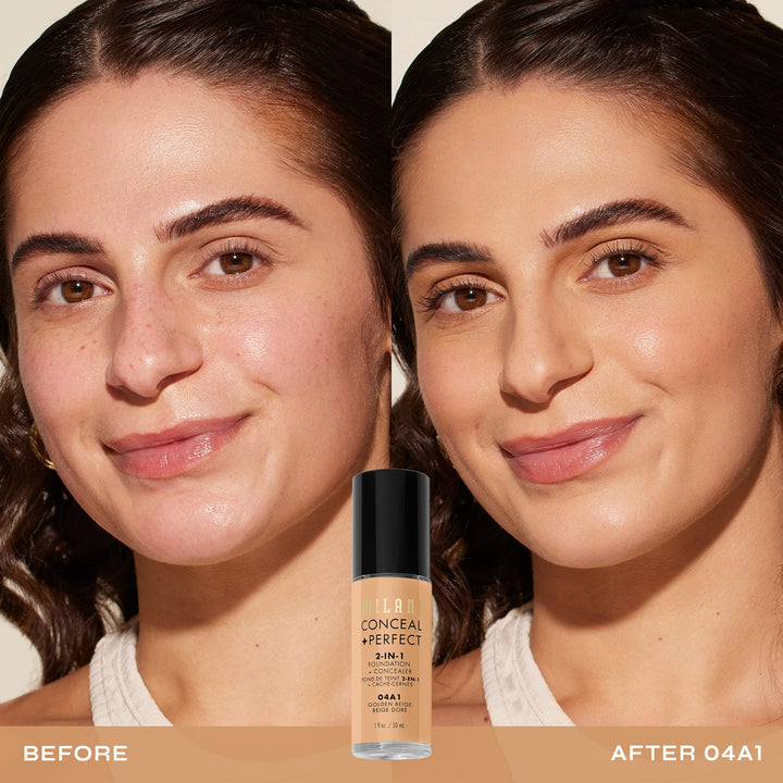 Milani Conceal + Perfect Liquid Foundation - Golden Beige, 1 Fl Oz - Cruelty-Free, Covers Blemishes & Discoloration for Flawless Complexion