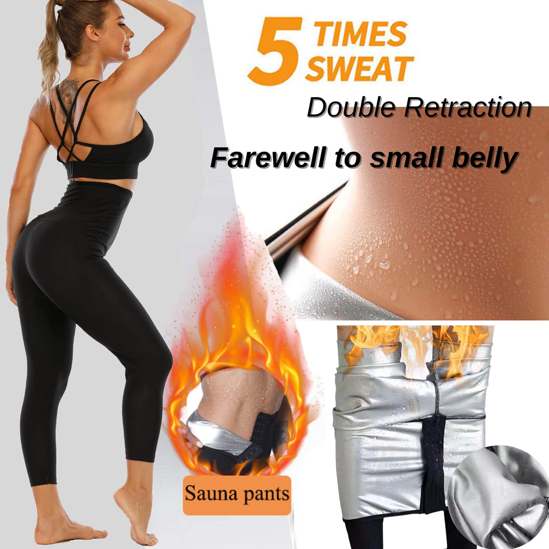 Sauna Pants Fitness Exercise Sauna Leggings Compression Sauna Sweat Pants Workout Training Thermo Sweat Leggings for Womens(Style 2,Medium)