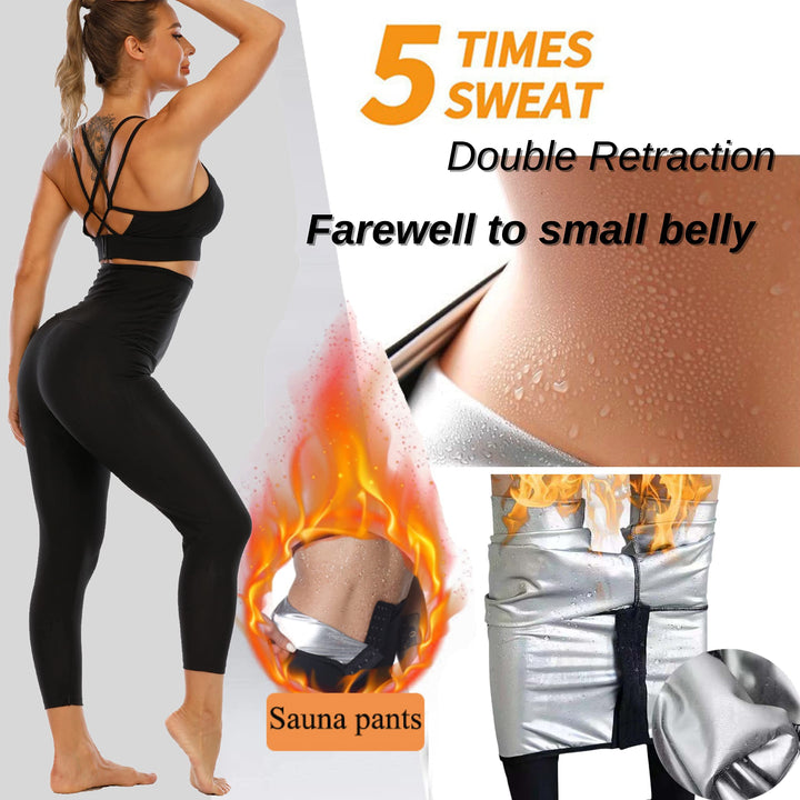 Sauna Pants Fitness Exercise Sauna Leggings Compression Sauna Sweat Pants Workout Training Thermo Sweat Leggings for Womens(Style 2,Medium)