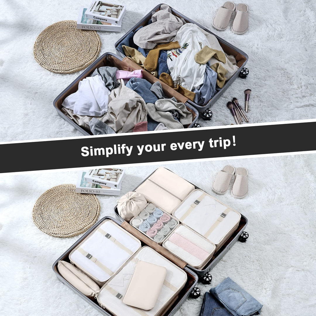 Packing Cubes for Travel, 9 Pcs Travel Cubes Set Foldable Suitcase Organizer Lightweight Luggage Storage Bag