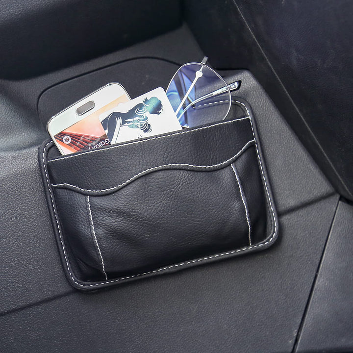 Accmor 2pcs Universal Car Side Pocket Organizer, PU Leather Car Pocket Pouch Cell Phone Sunglasses Holder for Car, Car Seat Gap Filler Accessories Organizer for Car Seat, Door, Window, Console