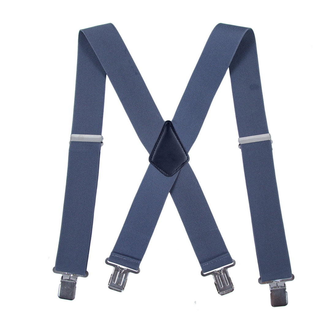 AWAYTR Men Utility Suspenders Adjustable Elastic - Heavy Duty 2 Inch Wide X Shape Strong Clip Suspender (Gray)