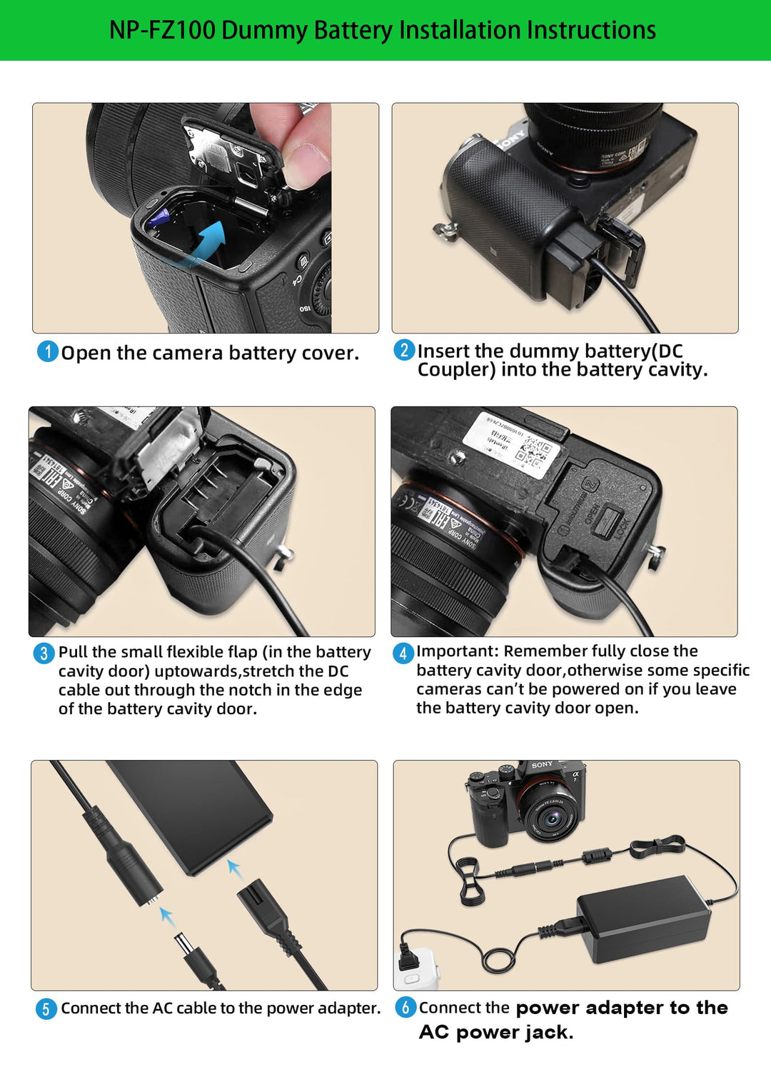 Gonine NP-FZ100 A7III Dummy Battery NPFZ100 Continuous 