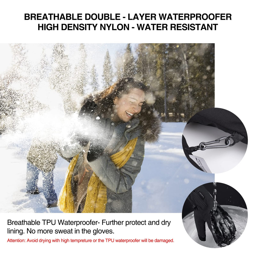 -10? Winter Gloves Men Women, 10 Touchscreen Fingers Snow Ski Gloves, Waterproof Cold Weather Gloves